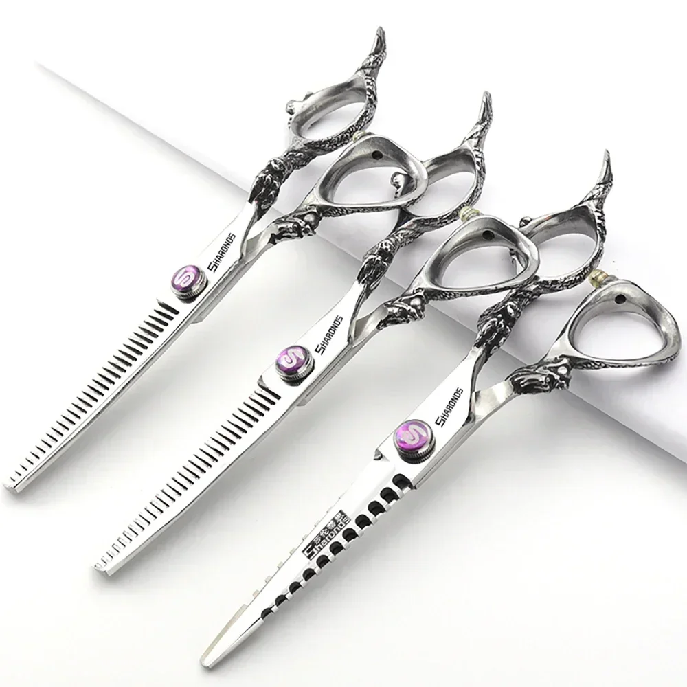 Hairdressing Scissors Dragon Handle Design Barber Specialized Thinning Shears 6/7/7.5/8/9 Inch Professional Hair Cutting Tools