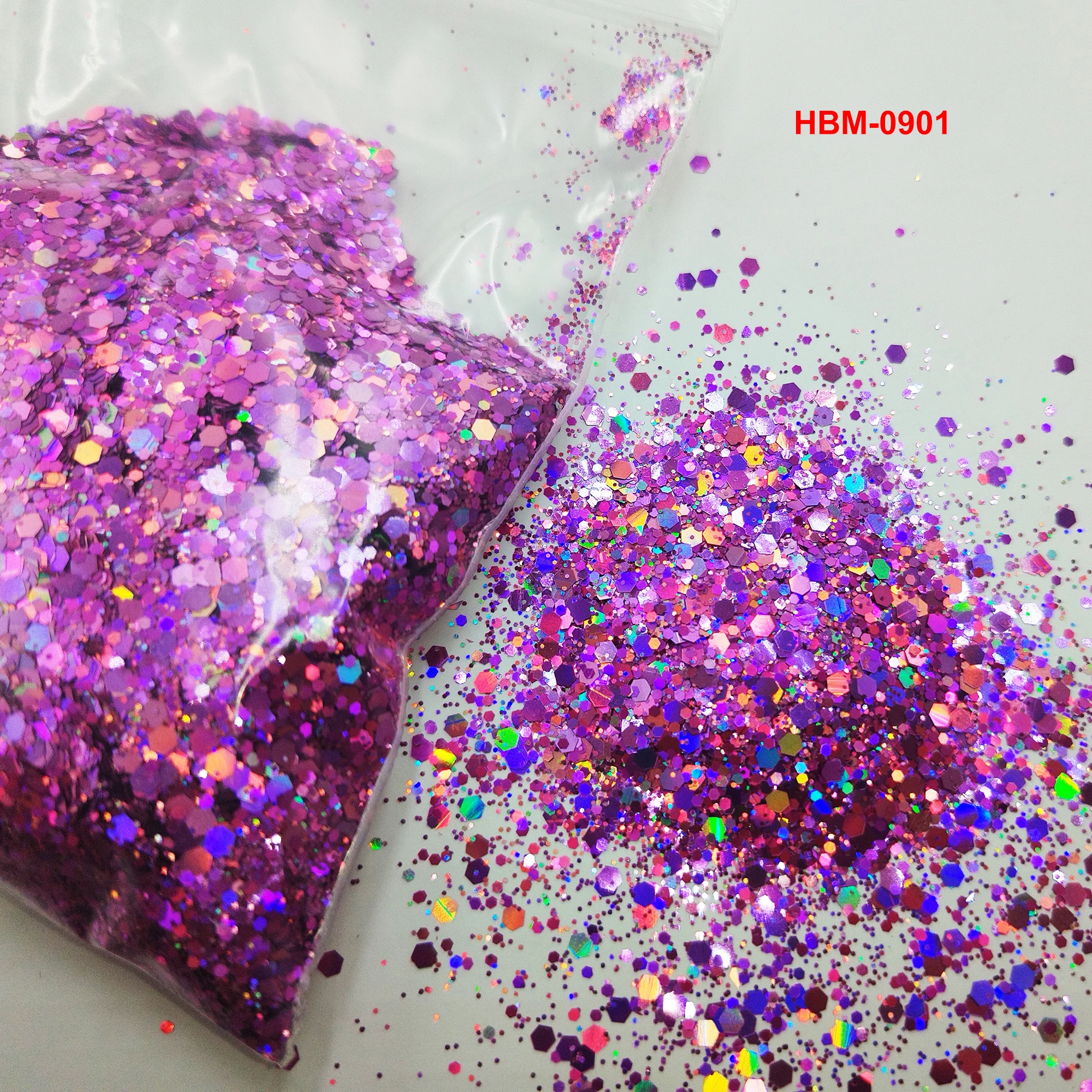 Paillettes a forma di scaglia con mix di glitter laser esagonale grosso a 24 colori olografico iridescente per nail art fai da te, viso, festival, melma, bicchiere