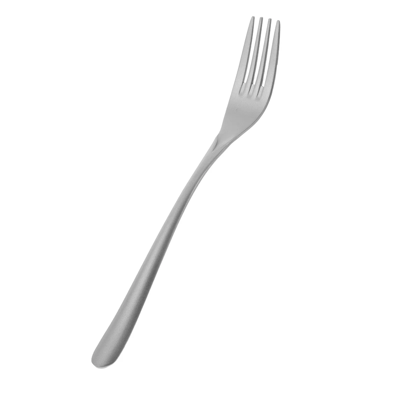 Titanium Dinner Fork Pure Material Bent Handle Triangle Shape Sandblasted Surface Lightweight Western Cutlery for Adult Use