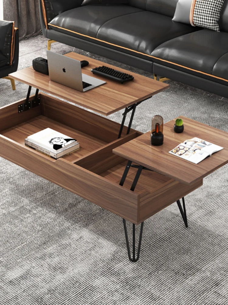 Multifunctional Coffee Table Dual-Use Nordic Style Living Room Foldable and Hoisting Coffee Table