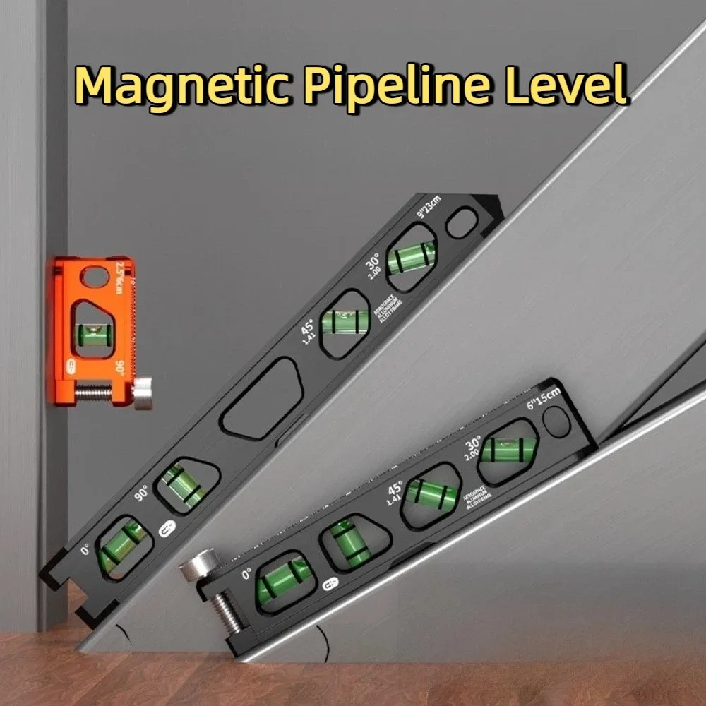 Heavy Duty Magnetic Pipeline Level Multi-Function Professional Magnetic Box Level with Scale with Clamp Bubble Level Ruler
