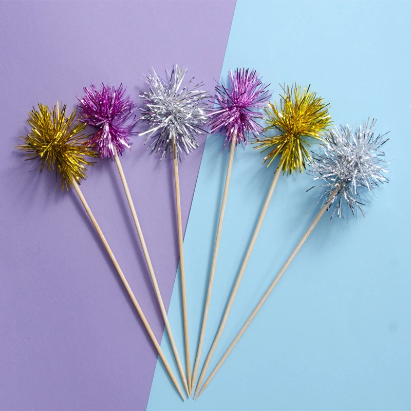 10pcs Tinsel Drink Stirrers Tinsel Cake Pop Sticks Silver Tinsel  Gold Tinsel  Metallic Drink Stirs  Metallic Bar Cart Decor