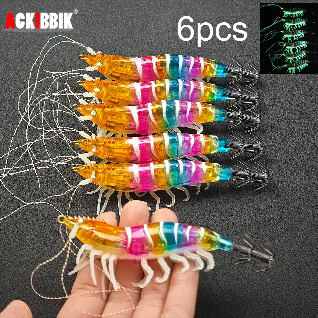 6Pcs/Set Glow Shrim… - image
