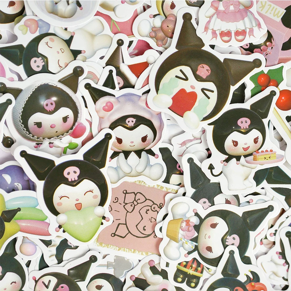 Engraçado Sanrio Anime Kuromi Adesivos para Crianças, Brinquedos bonitos adesivos dos desenhos animados, Garrafa de água do telefone, Scrapbook Graffiti Decalques, 10 Pcs, 30 Pcs, 50 Pcs, 100Pcs