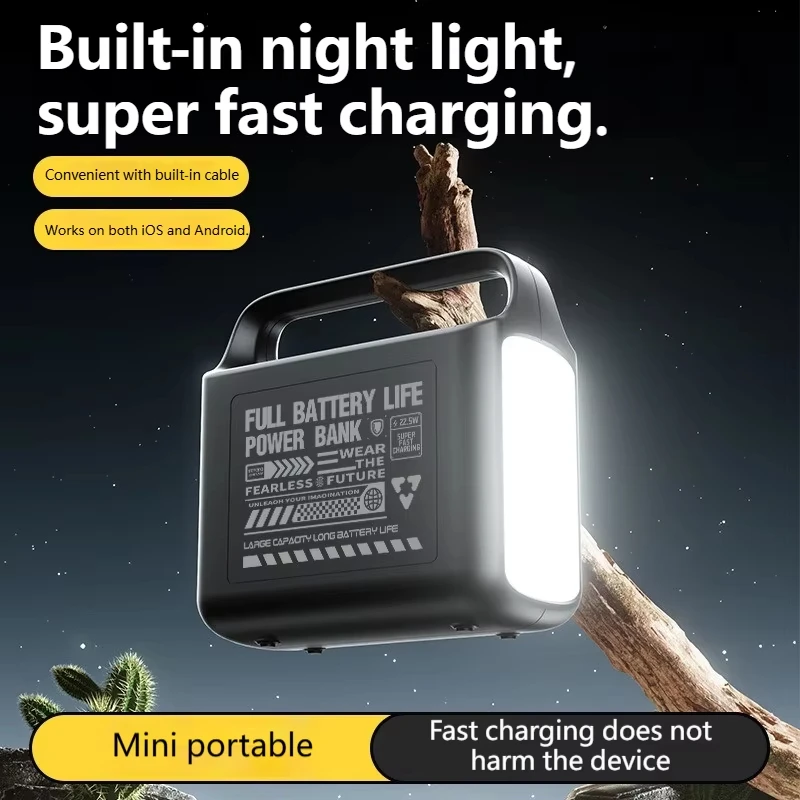 

Портативное зарядное устройство 50000 мАч, 22,5 Вт, сверхбыстрая зарядка, встроенный фонарик, портативное зарядное устройство для ночного использования на открытом воздухе, фонарик для iphone, Xiaomi, Huawei