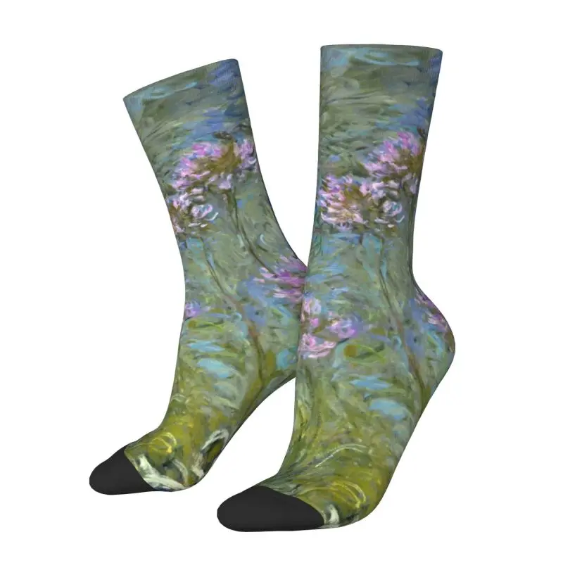 

Custom Fashion Agapanthus By Claude Monet Socks Men Women Warm 3D Print Football Sports Socks