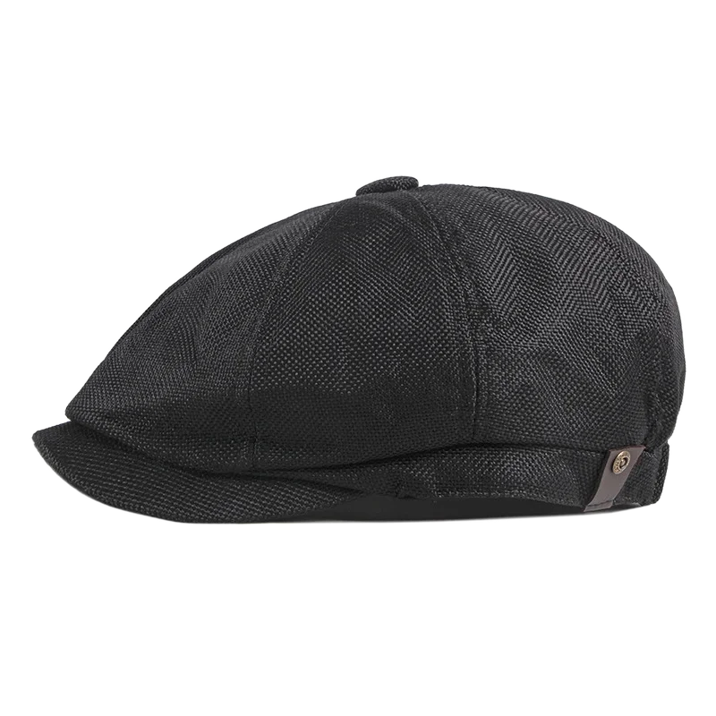 

Adjustable Men's Flat Cap Irish Hats Newsboy Hats for Male Cabbie Hunting Cap Weave Linen-Like Cotton Newsboy Hat