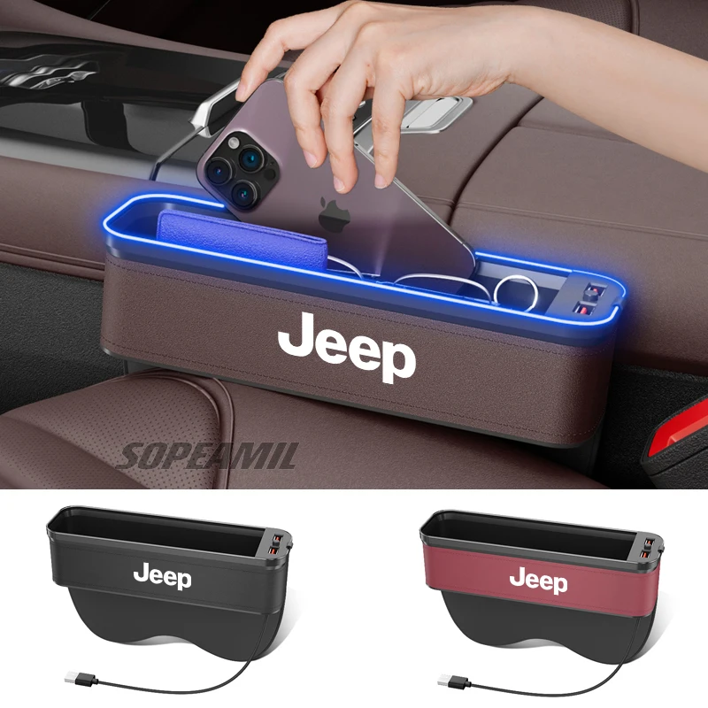 자동차 USB 충전 다기능 시트 틈새 보관 케이스 Jeep Wrangler Renegade Patriot Commander Compass Gladiator Grand Cherokee