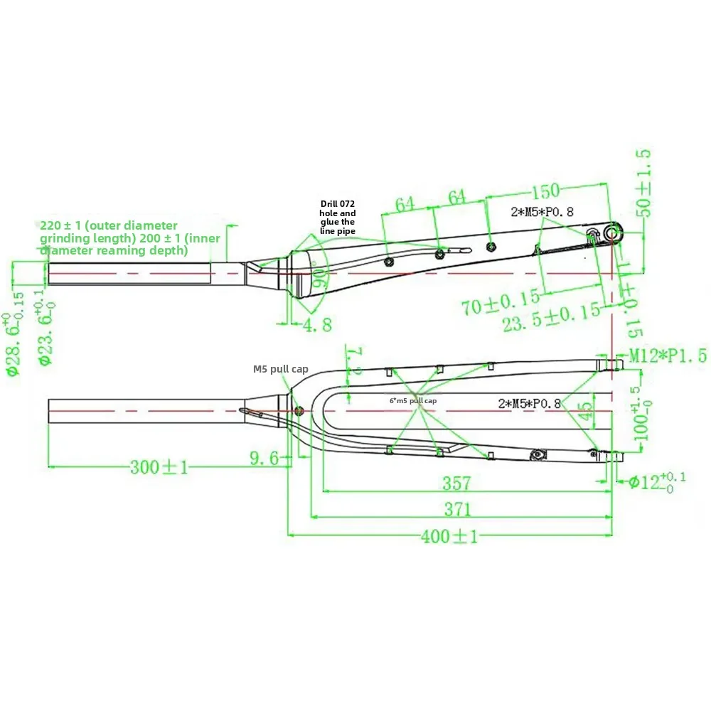 شوكة أمامية للدراجة من ألياف الكربون فائقة لحصى الطريق مع كابل داخلي لمحور أسطواني الطريق 700x45c قطر التثبيت 28.6 مللي متر
