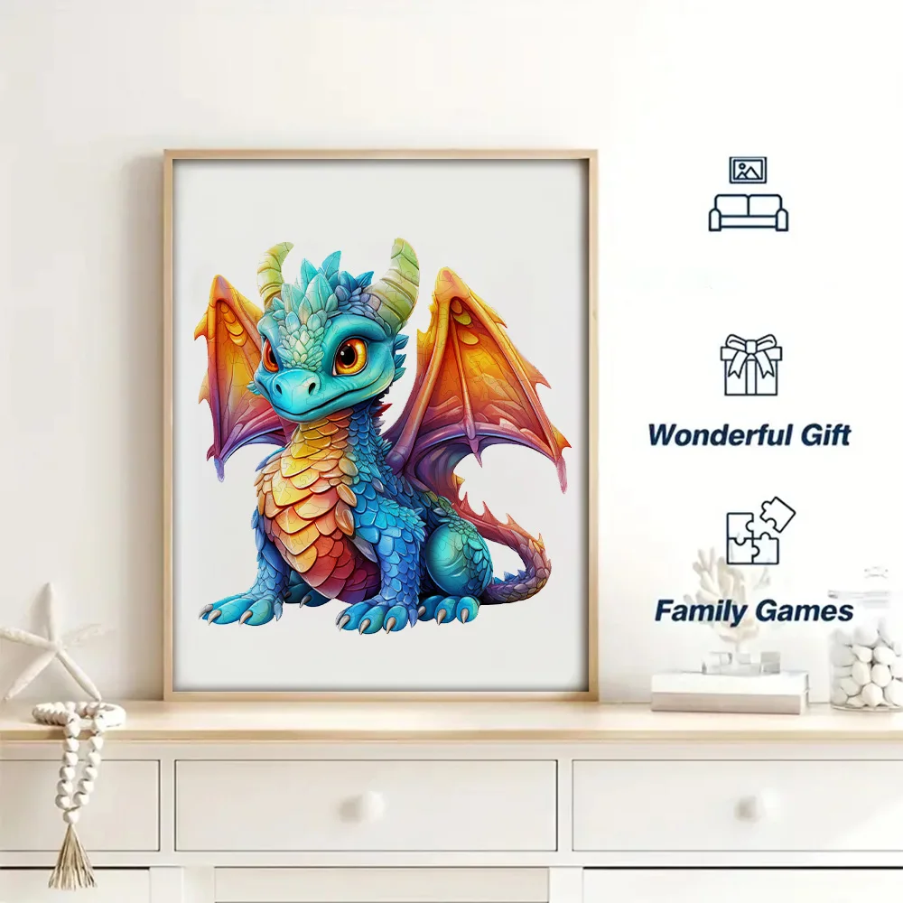 Wooden Puzzle Colored Dragon Gift Box Beautiful Gift Irregular Shaped Puzzle Christmas Gift Adult Stress Relief Family