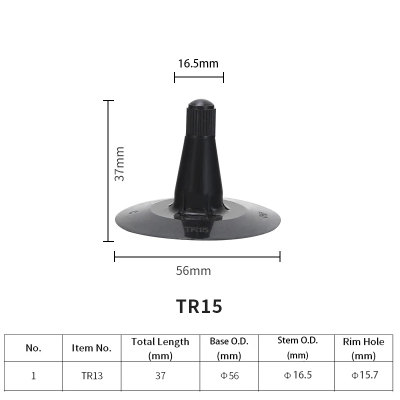 Rubber Based Tube Valve for Passenger & Light Truck TR13 TR15 Tube Replacement Valve Repair Unit with Unbuffed Butyl Rubber Base