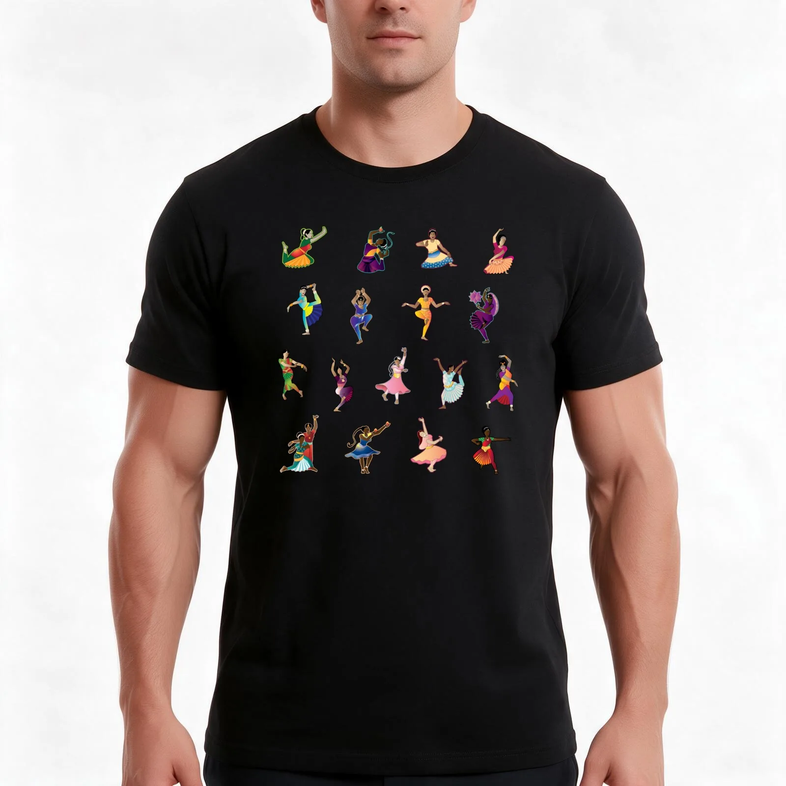 Bharatanatyam : Classical Indian Dancers Act 3 T-Shirt, Summer Casual Cotton Tee, Oversized Streetwear Tops, Unisex Men Women