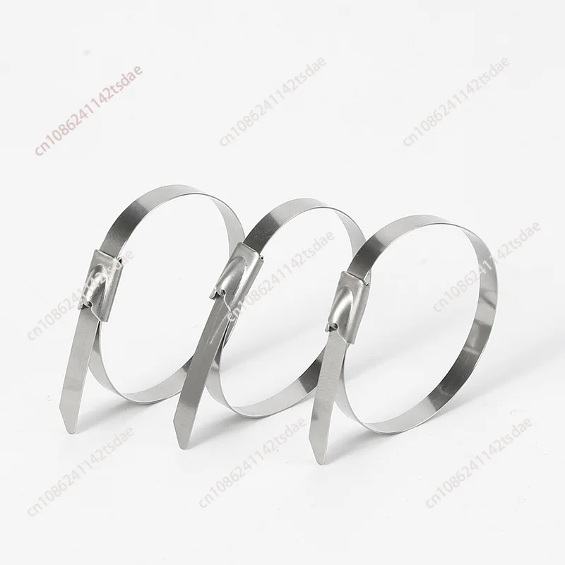 

100Pcs steel ball self-locking stainless steel cable tie 201 material stainless steel 4.6 * 200mm metal cable tie