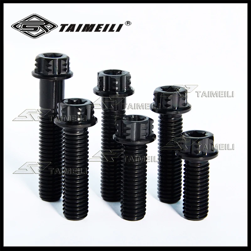 TAIMEILI GR5 TC4 Black Torx Plum Flange Head Titanium Screws 1PCS, M6×10-70mm M8×10-70mm M10×25-90mm p1.25/1.5
