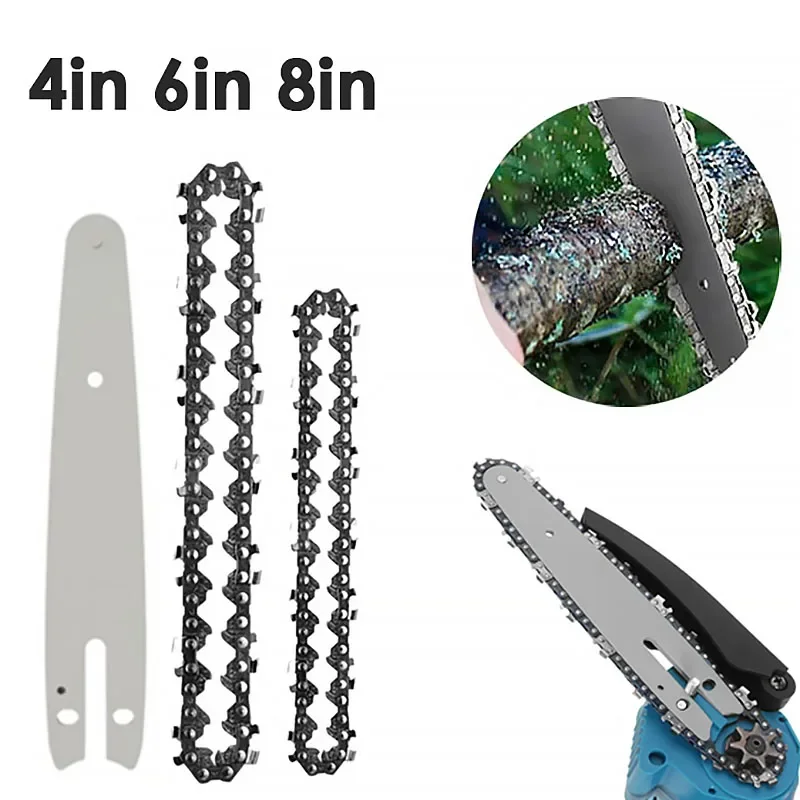 4/6/8Inch Electric Chainsaw Chain Saws Blades Guide Plate Sharp Garden Tools Saw Parts Accessory Steel Mini Chainsaws Chain Set