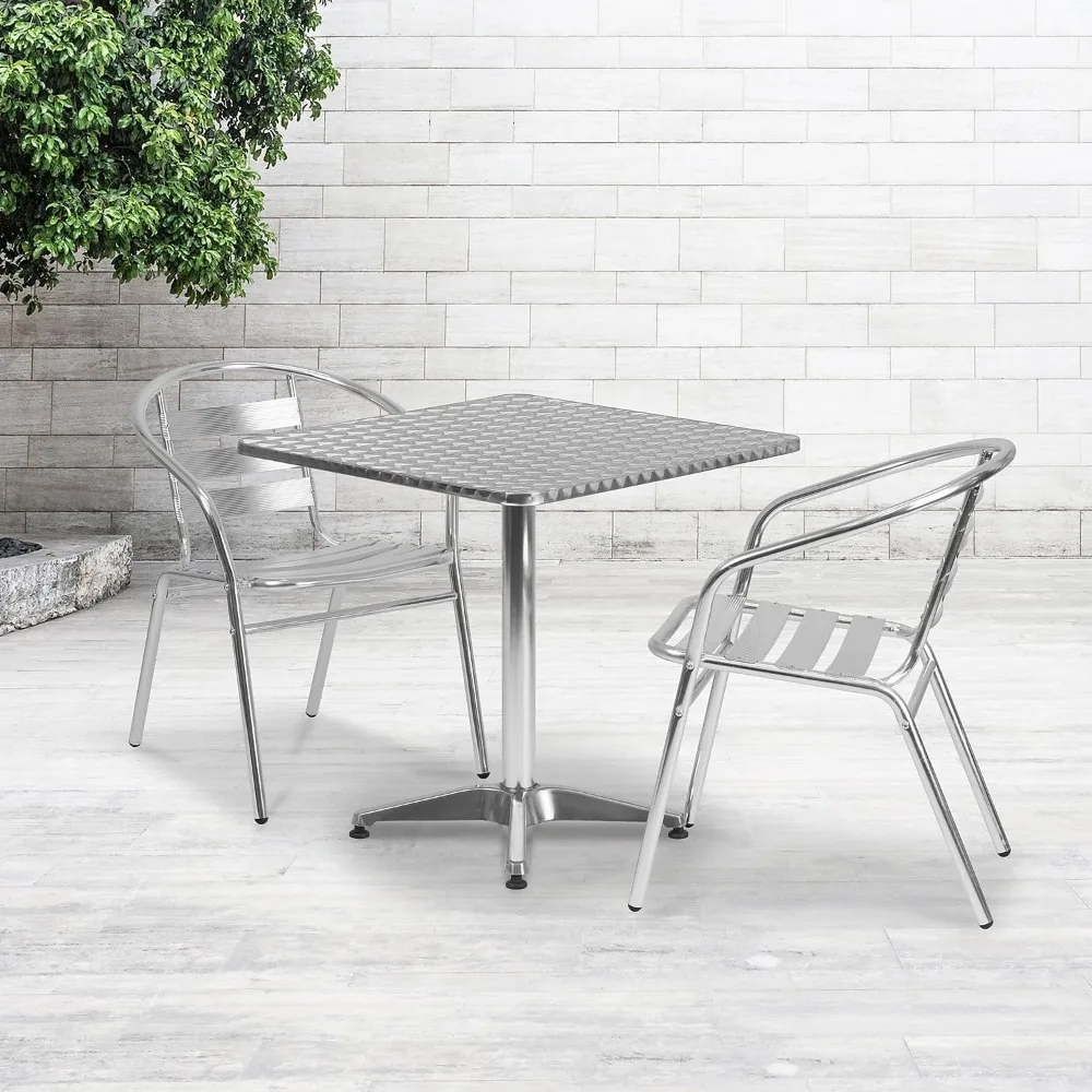 

with Base Mellie Commercial Grade 27.5" Square Aluminum Indoor-Outdoor Table