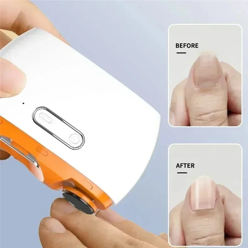 ABZV-Nagelschneider, automatisch, 2-in-1, elektrischer Nagelknipser mit Lichtern, Maniküre-Maschine, tragbarer Polierer, Typ C, wiederaufladbar