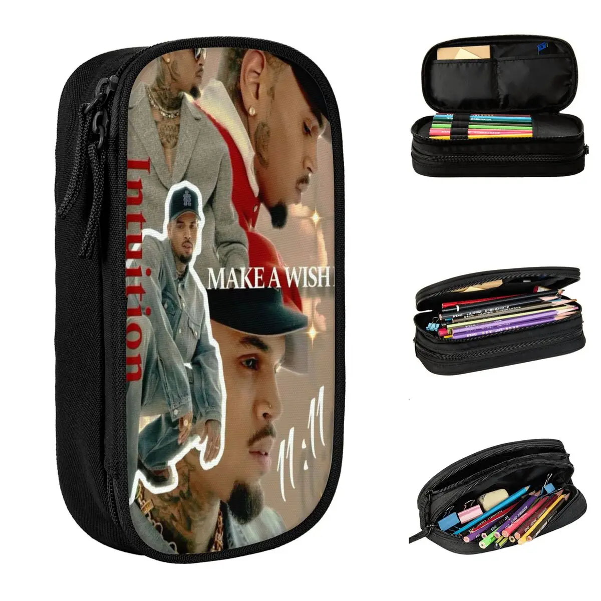 

Крис Браун Breezy Bowl XX Tour 2025 Коробка для ручек Двухслойный чехол для ручек большой емкости для офисных принадлежностей Удивительный подарок