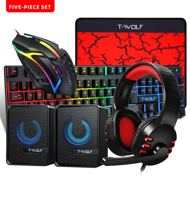 TF850 Gaming Kit with Keyboard, Mouse, Headset, and Speakers - Lighted Set