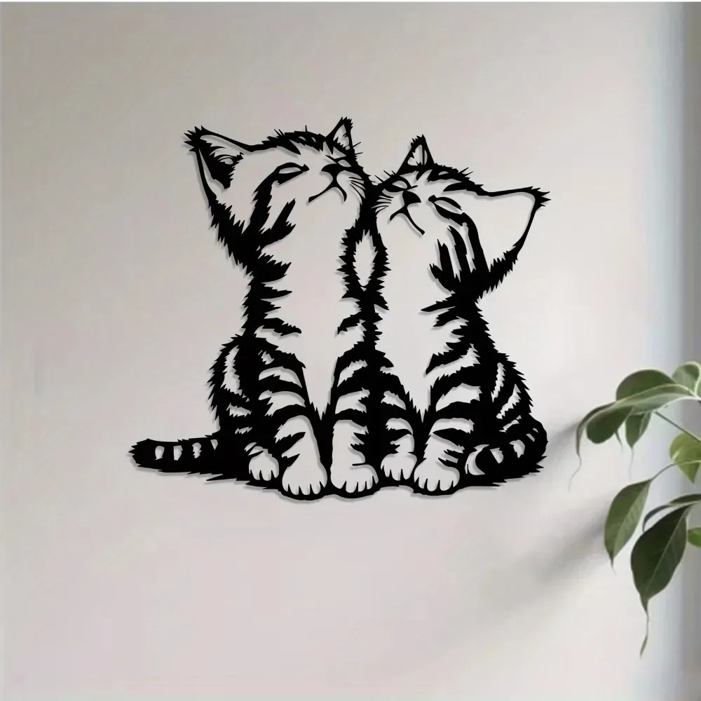 Cute Cat Aluminum Wall Art 12x16 Inch Waterproof Metal Decor Home Bedroom Garden Rustproof Gift Ornament