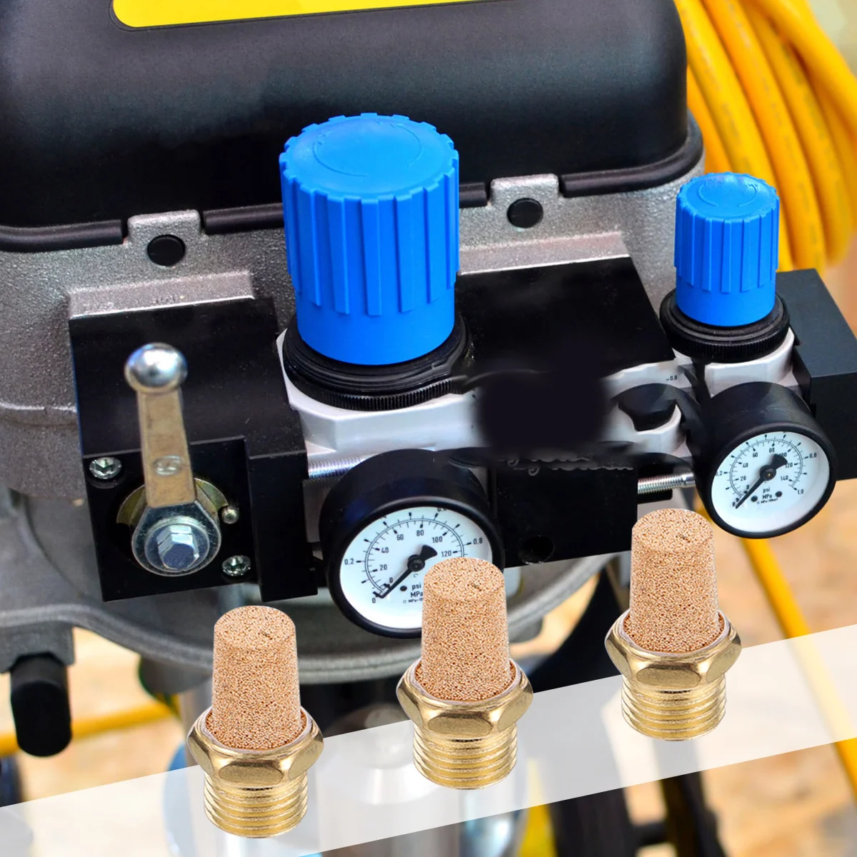 

10Pcs Pneumatic Muffler Brass Bronze Filter Fast Install High Noise Reduction Crankcase Pneumatic