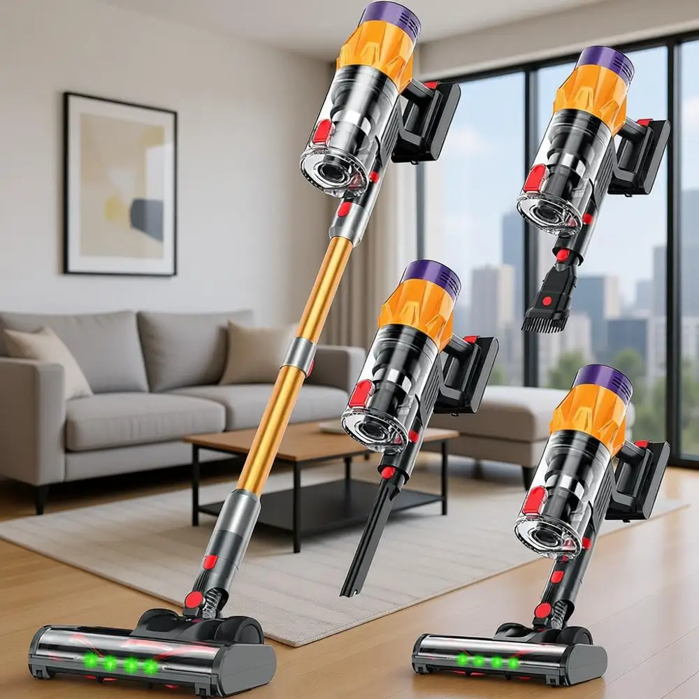 LED Display, 550W Self-Standing Cordless Stick Vacuum Cleaner, Removable Battery/Lightweight/Rechargeable, Pet Vacuum for Pet Ha