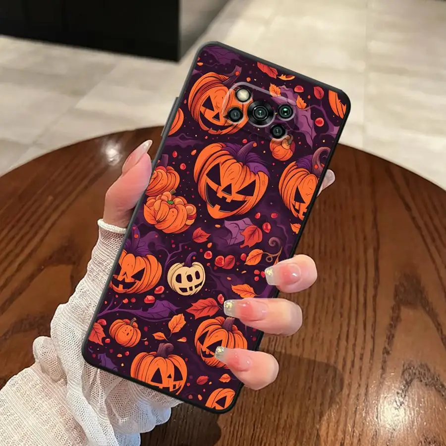 Pumpkin Halloween Soft Back Phone Cover Case for Xiaomi Poco M3 M4 Pro F3 F4 F5 C65 C50 X3 X4 X5 M5 C51
