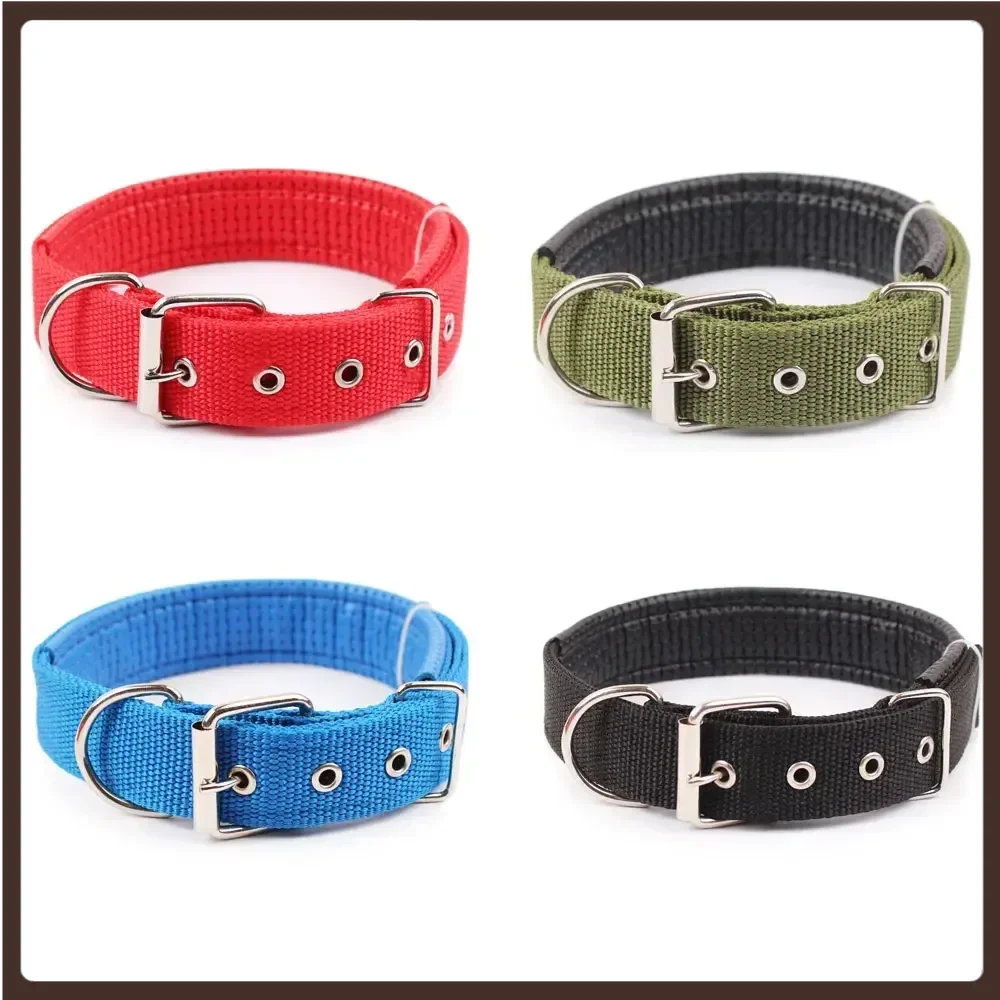 

5 size Comfortable Adjustable Nylon Strap Dog Collar For Small And Big Pet Dog Cat Collars 8 Color Red/Blue/Black/Green