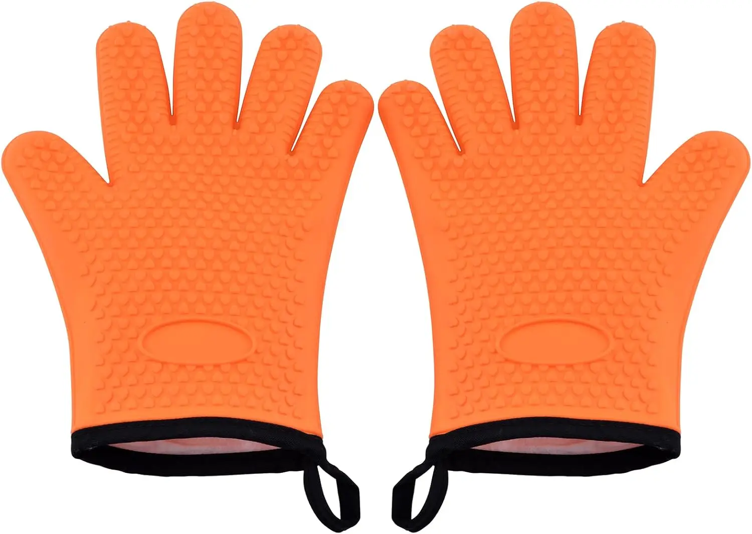 

Silicone Smoker Oven Gloves, Non-Slip Heat Resident BBQ Grill Gloves with Fingers, Waterproof & Hangable Design