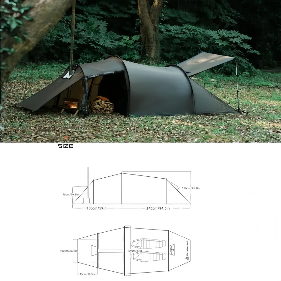 خيمة ساخنة مع موقد جاك 4 الموسم مقاوم للماء يندبروف المأوى لمدة 14 شخص خفيفة الوزن للتخييم التنزه الصيد الصيد #2