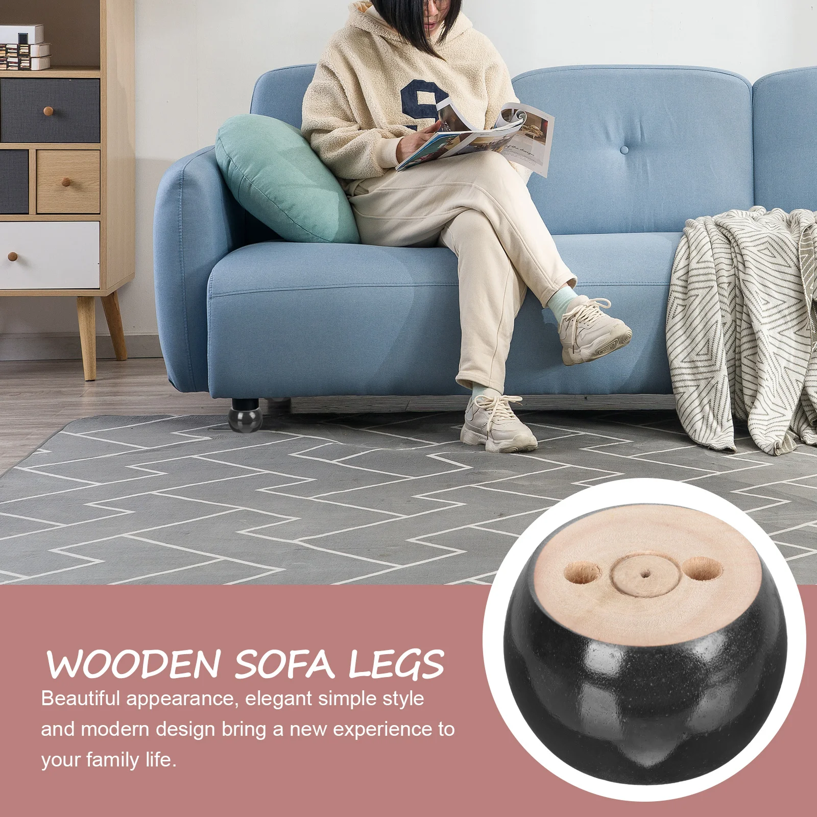 

4pcs Wooden Replacement Sofa Couch Cabinet Table Durable Sturdy For Home Office Modern Design Furniture Feet Wood