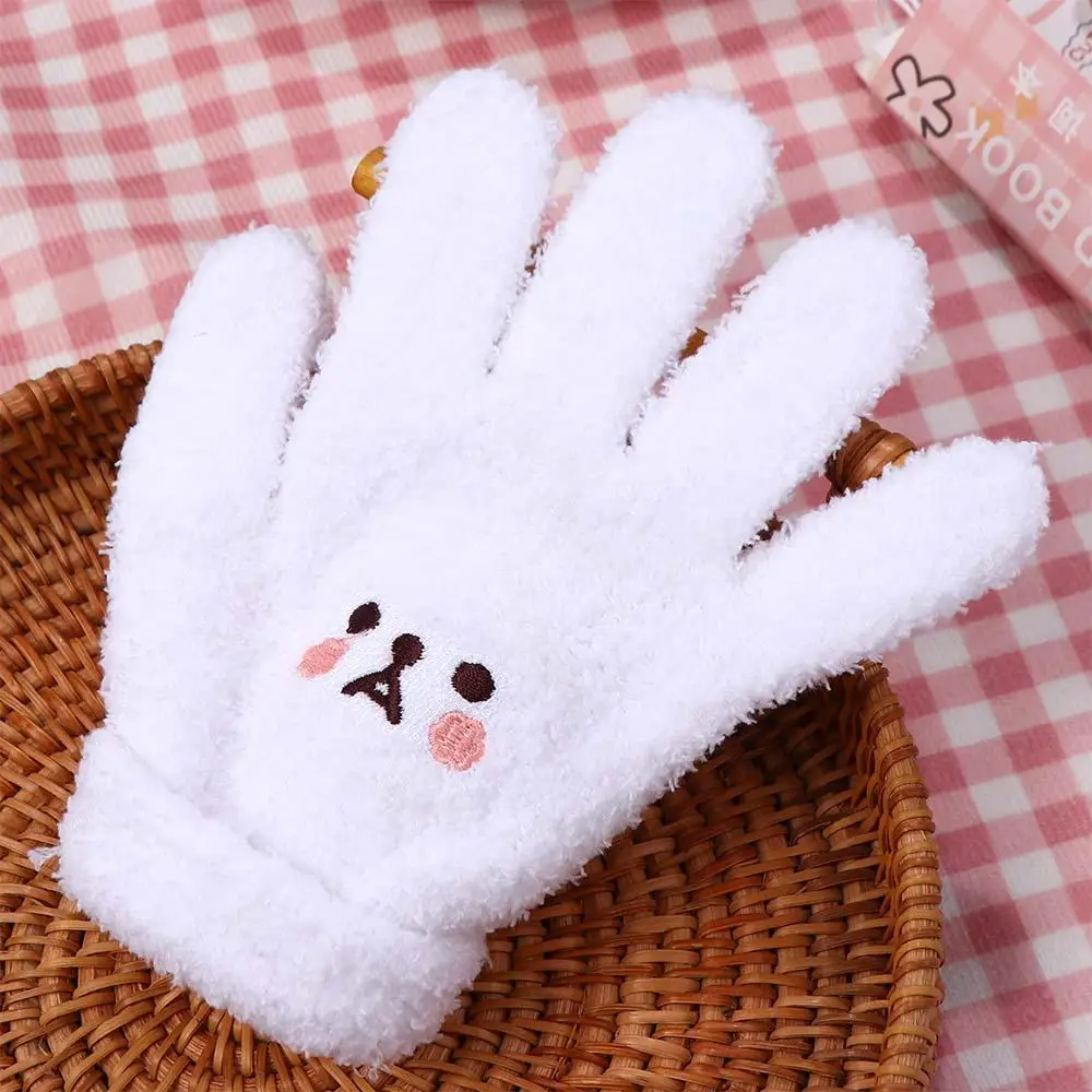 Women Simple Plus Velvet Autumn And Winter Bear Smile Touch Screen Gloves Female Gloves Wool Mittens Full finger Gloves