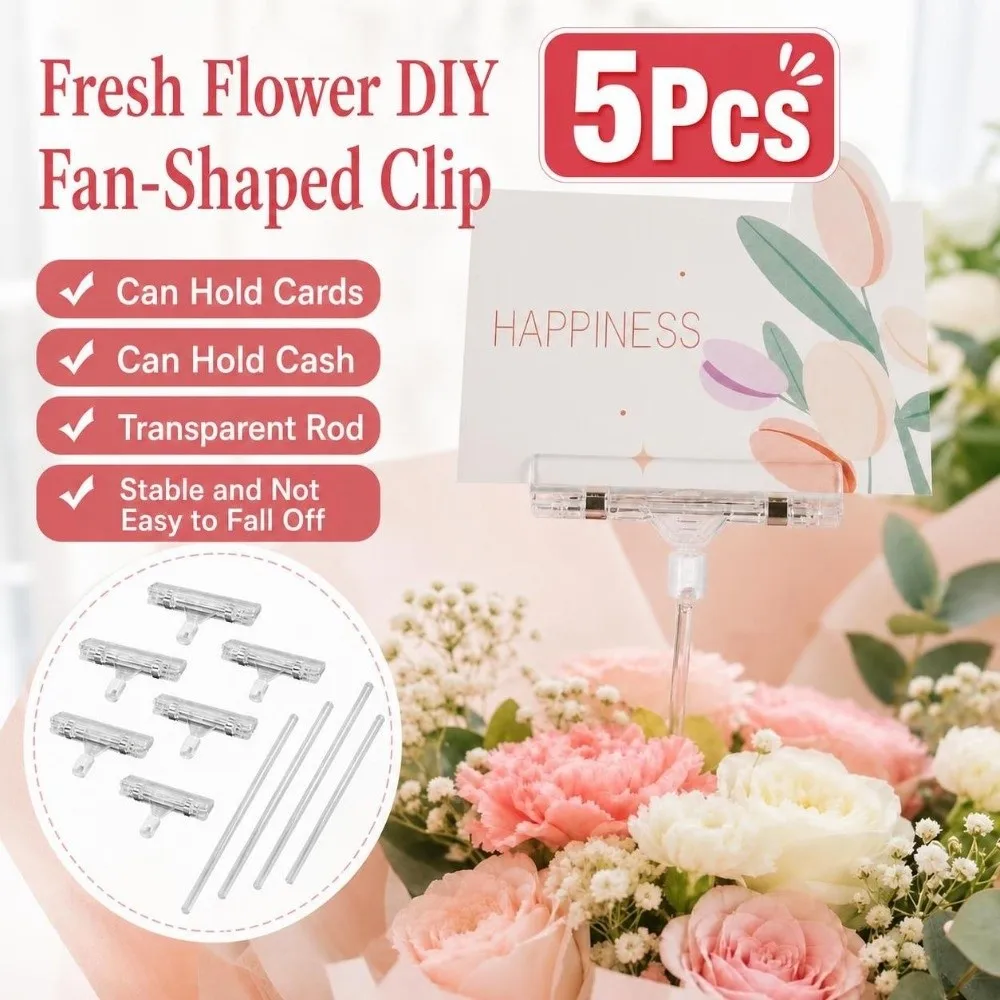5Pcs Multifunctional Plastic Card Holder Clips with Sticks Clear Photo Display Clips Pin Card Stand Postcard