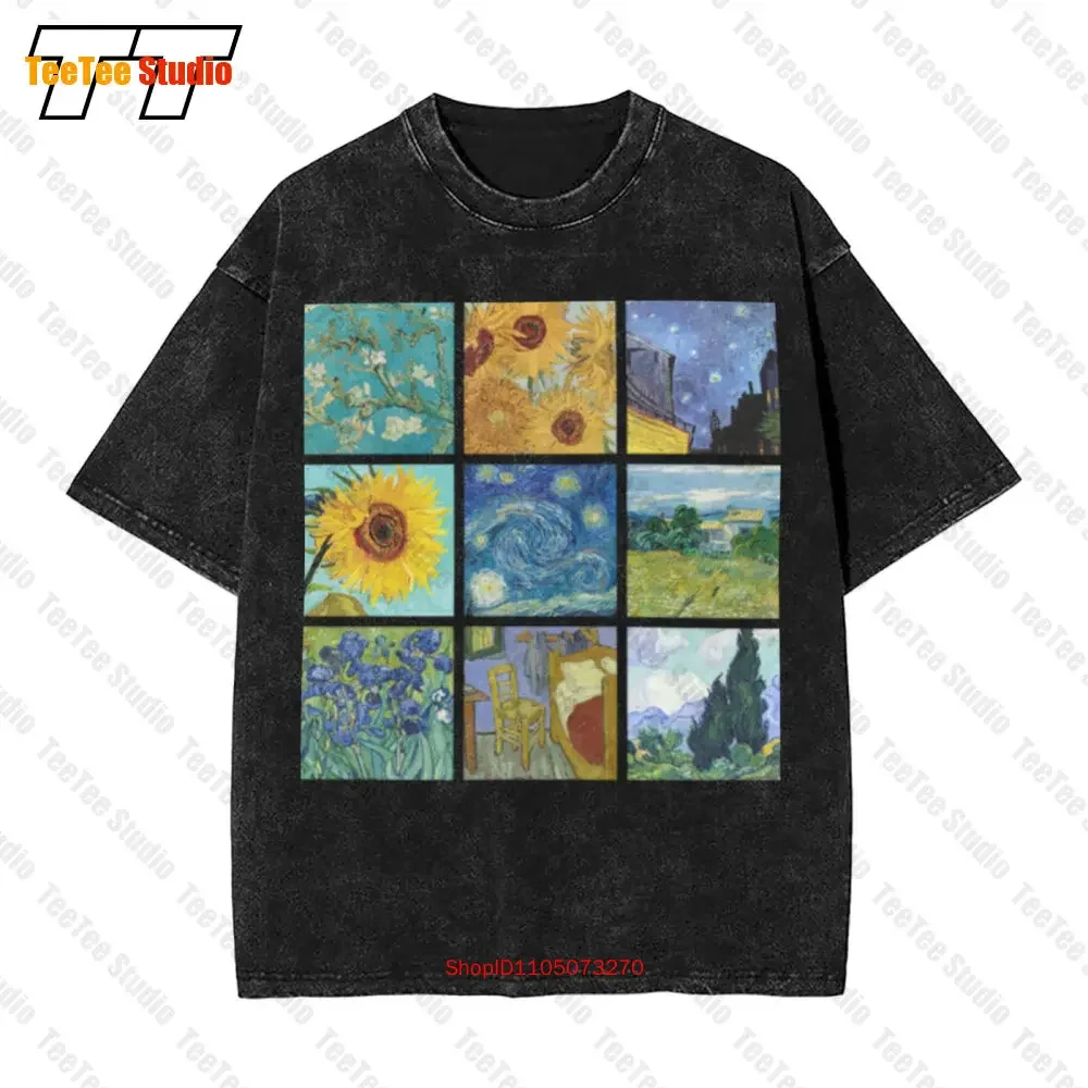 Van Gogh Paintings Sunflowers Starry Night Vintage Oversized T-Shirt 8T4V