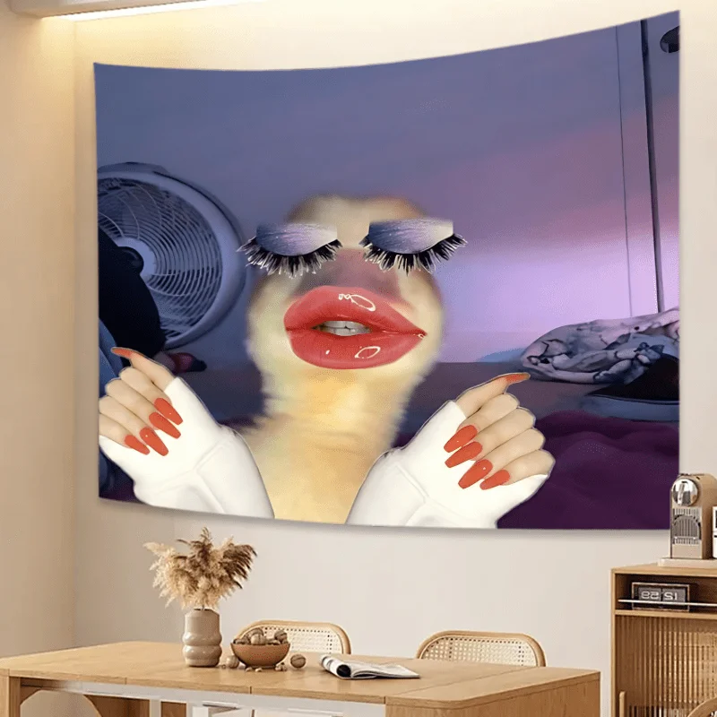 Extra Large Funny Duck Makeup Meme Tapestry Quirky Art Wall Hanging for Home Dorm Decor Photography Backdrop Unique Gift for Fri
