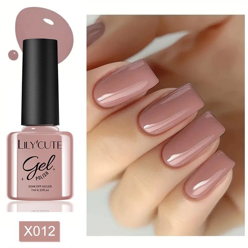 릴리큐트 7ml 누드 핑크 네일 젤 폴리쉬 다크 브라운 컬러 시리즈 젤 세미 퍼머넌트 UV 젤 쏙 오프 UV LED 네일 아트 베이스 탑 코트