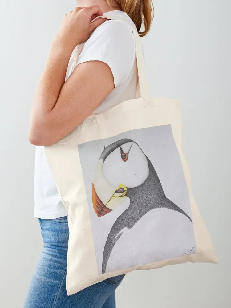 

Horned Puffin By Colleen Bowser Tote Bag shopping bags foldable Women's shopper bag cute tote bag Fabric