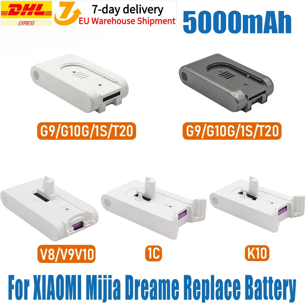 

For Xiaomi Mijia Dreame Replacement Battery 5000mAh Vacuum Cleaner PartsFull Series G9 G10 1S T20 V8 V9 V10 K10 1C Battery 7S1P