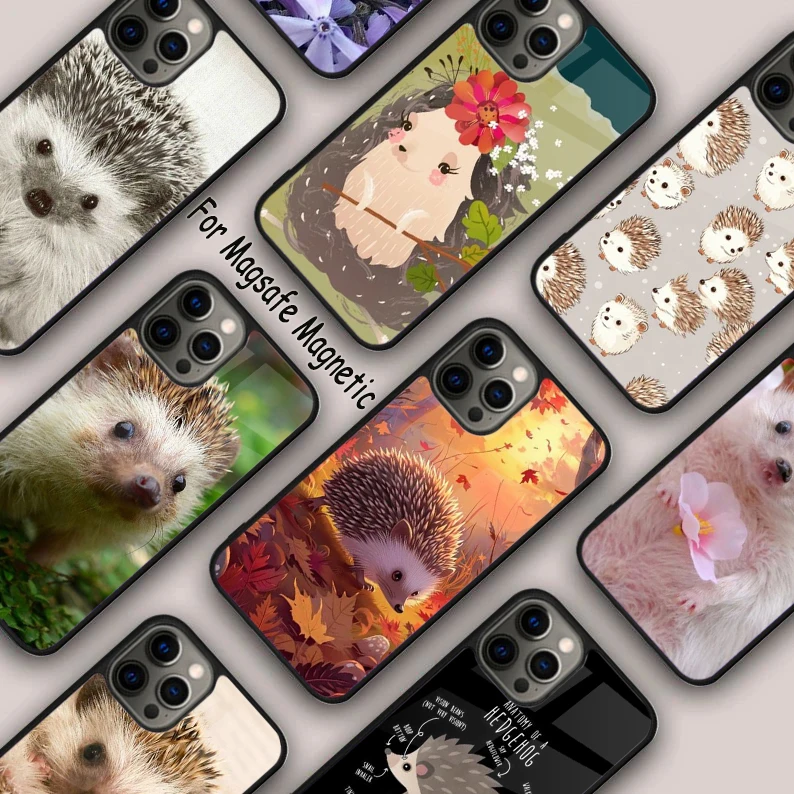 

Cute Hedgehog Flower Cartoon Magnetic Phone Case For APPLE iPhone 17 Air 16 14 13 12 Pro Max 15 Plus Charge MagSafe Cover