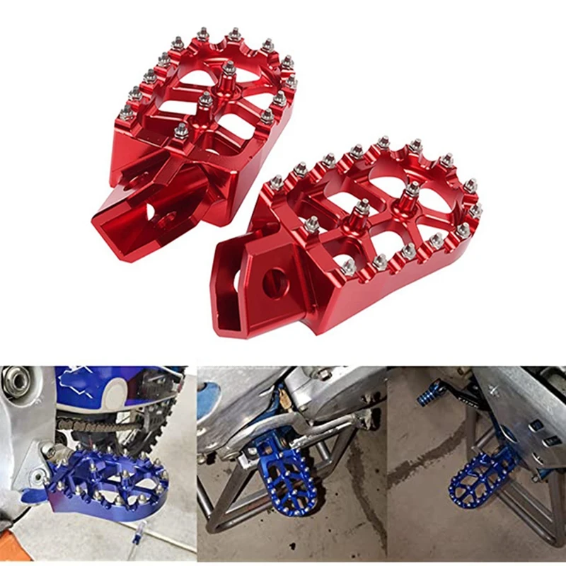 Footpeg Foot Pegs Rests Peda Motorcycle Footrest For YAMAHA YZ80 YZ125 YZ250 YZ500 WR200 WR250 WR500 HONDA XR350 Red