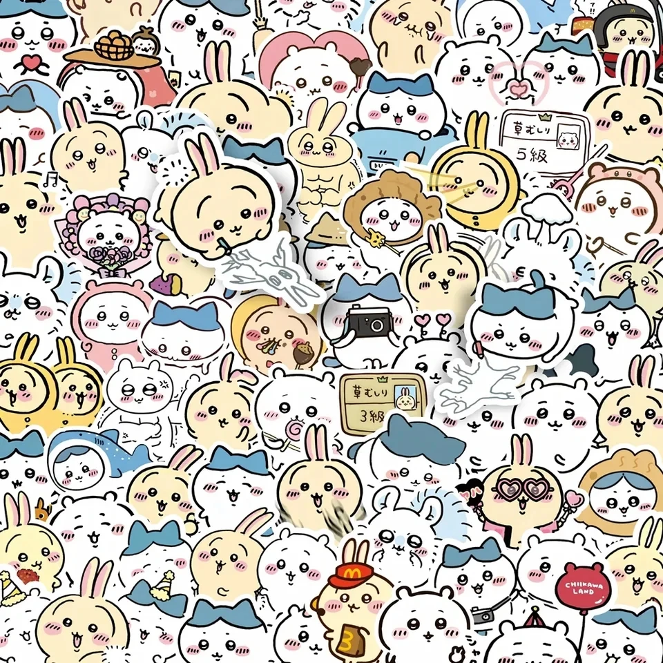 100 قطعة Kawaii Chiikawa المياه الكتابة على الجدران ملصقات للأطفال الفينيل قابلة لإعادة الاستخدام ملصق كمبيوتر محمول لطيف الكرتون الشارات الاطفال اللعب الديكور