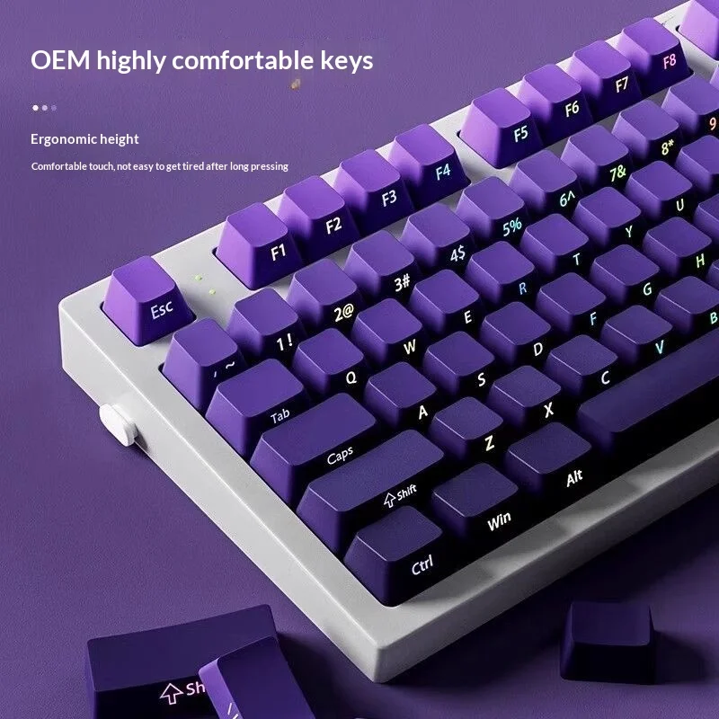 Purple Qi Donglai keycap gradient side engraved luminous 133 key PBT two-color injection molding 0EM height