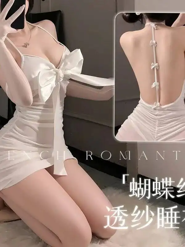 Sexy com laço ruched pura camisola puro desejo verão legal halter design cor sólida pendurado pescoço vestido de malha elegante oito