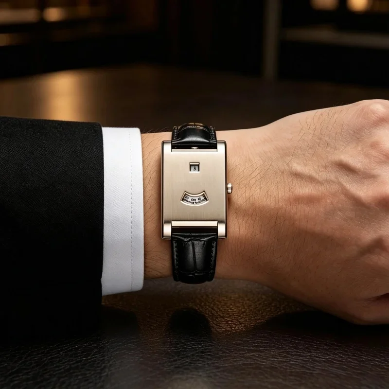 2026 New Square Brand Genuine Watch for Men Retro Style Luxury High Quality Trend Fashion Quartz Watches Jewelry Gift