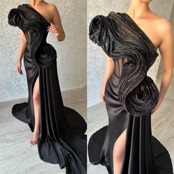 Customized  Exquisite One-shoulder Sheath Party  Flowers S Occasion Evening Gown robe pour cérémonie de mariage