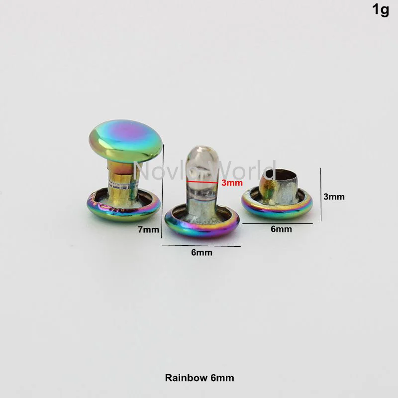 10-50pcs 4 sizes 6x6 8x8 10x9 12x9mm rainbow color metal studs for bag decoration rivets wholesale