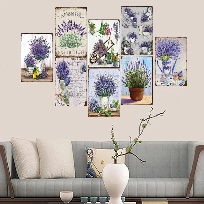 Lavender Metal Plate Flower Farmhouse Vintage Wall Art Poster Home Garden Decor Jardineria Decoracion Tin Signs Bedroom Plaque