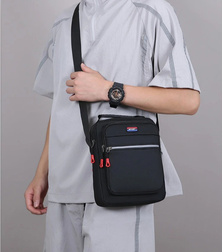 Neue Herren-Umhängetasche, schlichte Schultertasche, lässige, geräumige Tasche für den täglichen Gebrauch, atmungsaktive Reisetasche für Herren. – Detail 15