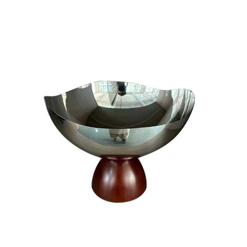 

Modern simple stainless steel tall fruit plate model room hotel decoration living room coffee table desktop storage tray
