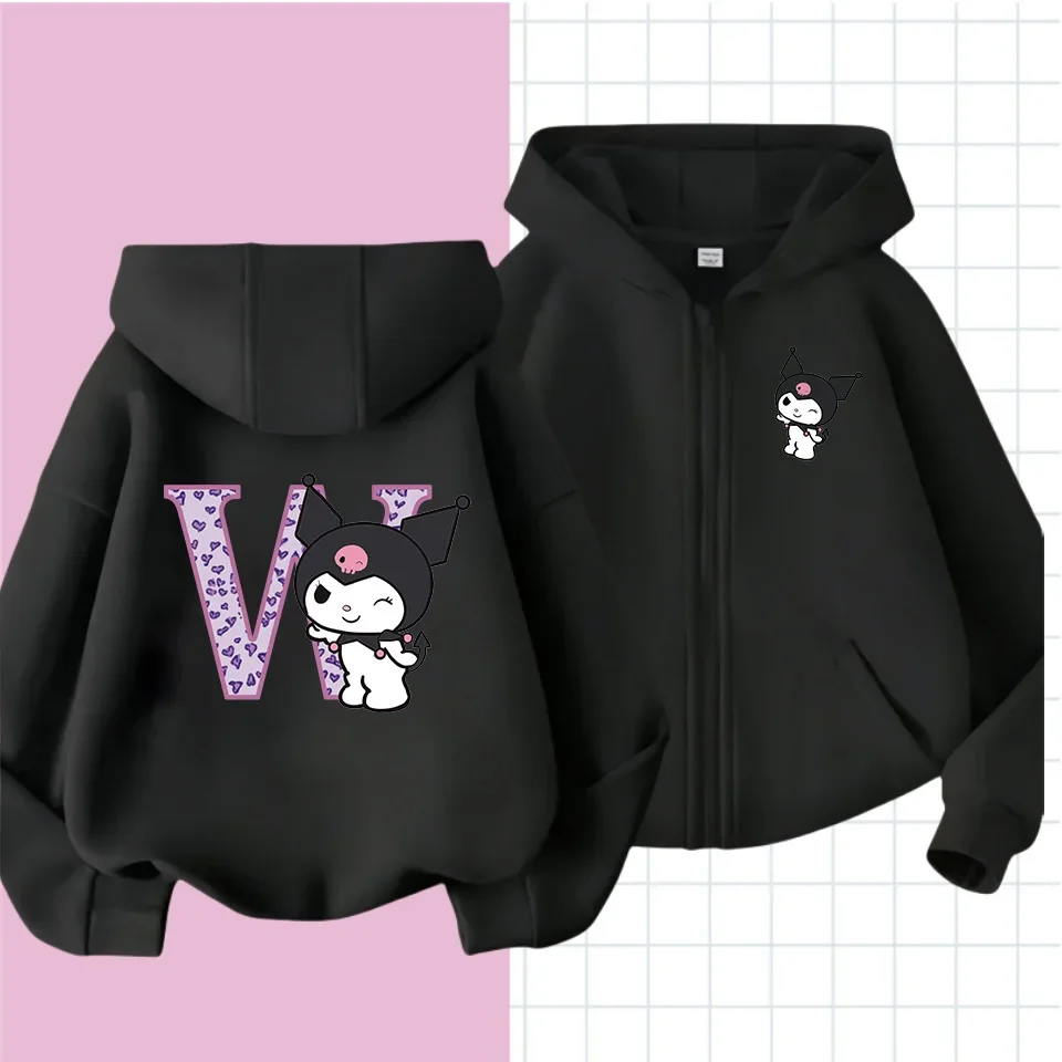 Kuromis Children zipper hoodie Letter A B C D Cartoons Kid sweater Anime Kawaii Tops Casual Clothes Boy Girl Fashion long Sleeve